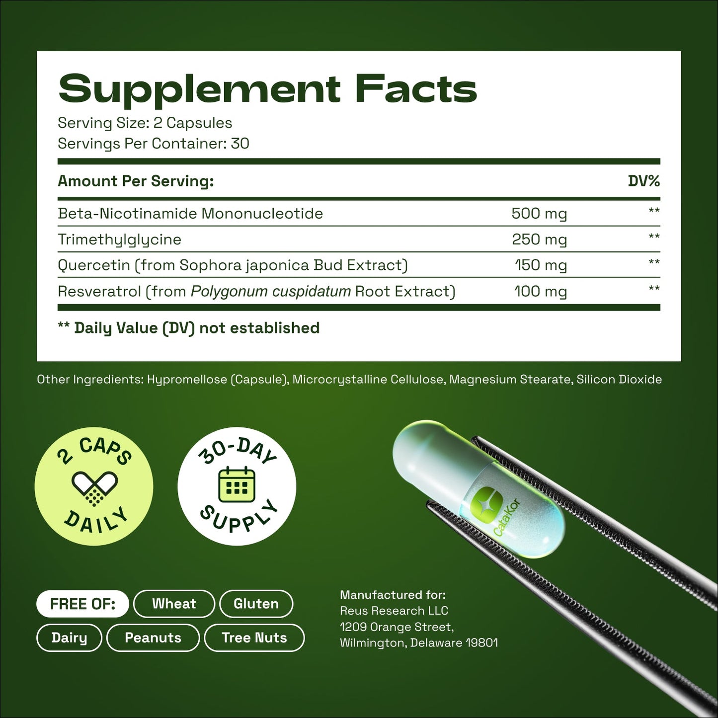 Cata Kor NMN 4-in-1 NAD Supplement 60 Capsules